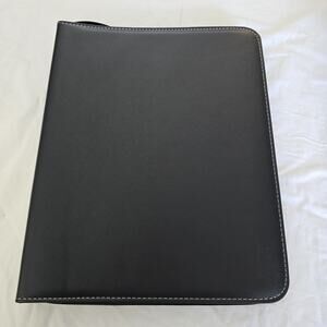 3 Ring Card Zipper Binder Holds Up to 900 Cards Black Faux Leather New